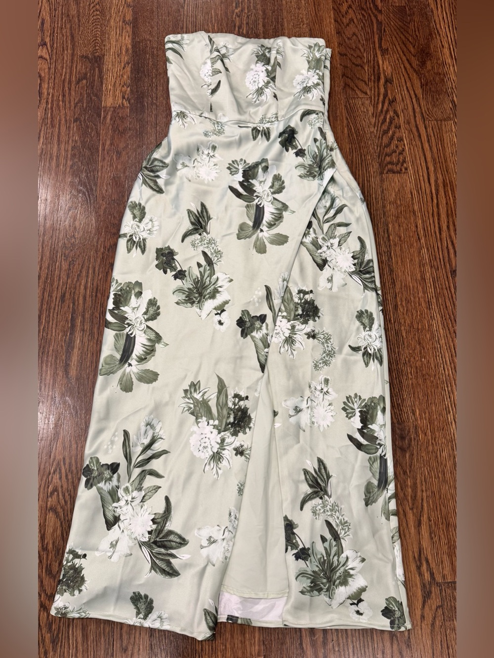 BHLDN Avianna Stretch Satin Strapless Side Slit In Maxi Size US 4